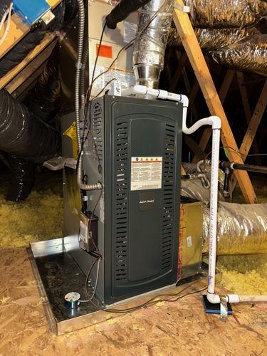 New furnace installed in an attic